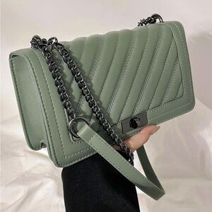 Elegant Green Shoulder Bag w/ Gunmetal Chain strap. NWT